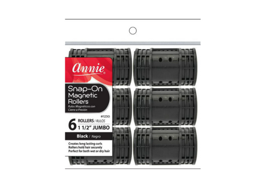 Annie Snap On Magnetic Rollers- Black Jumbo (6/PK)