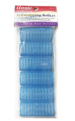 1" Annie Self-Gripping Rollers, Blue, 6/PK